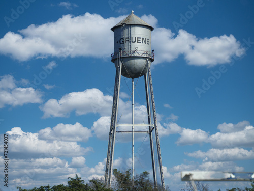 Water tower in Gruene, a German-Texan town in in Texas popular among tourists.