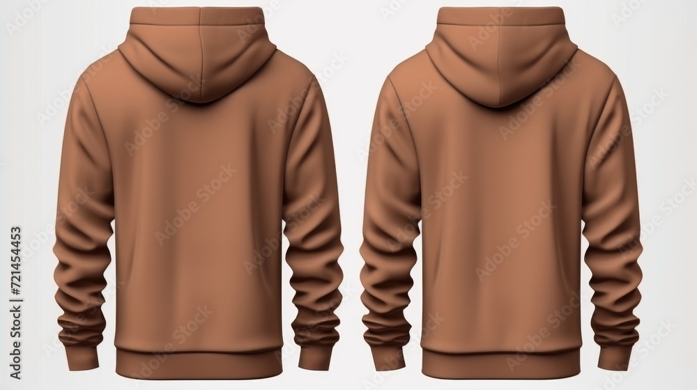 Set of brown front and back view tee hoodie hoody sweatshirt on transparent background cutout, PNG file. Mockup template for artwork graphic design Set of brown front and back view tee hoodie hoody sweatshirt on transparent background cutout, PNG file. Mockup template for artwork graphic design