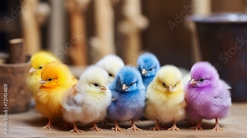 In asia, colorfully painted chicks are widely popular pets. they come in a range of colors such as purple, green, yellow, orange, blue, and red.