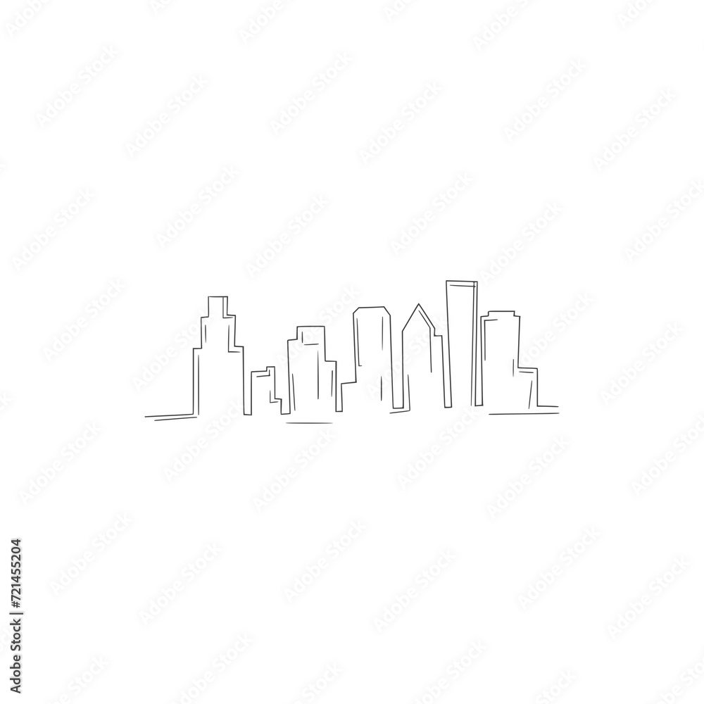 Fototapeta premium Building Doodle Skyline Hand Draw isolated on white background