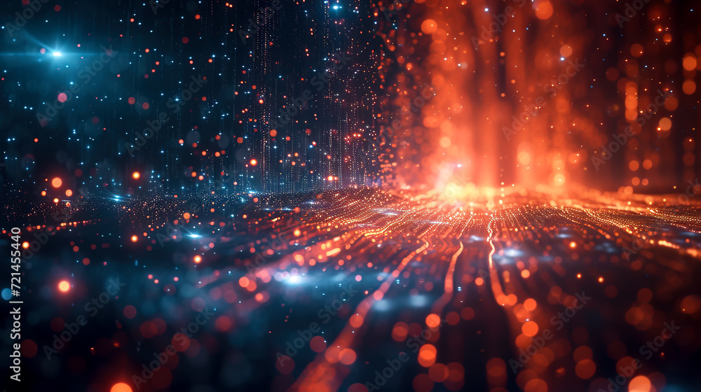 Fototapeta premium Digital Data Stream in Cyber Network Space created with Generative AI technology