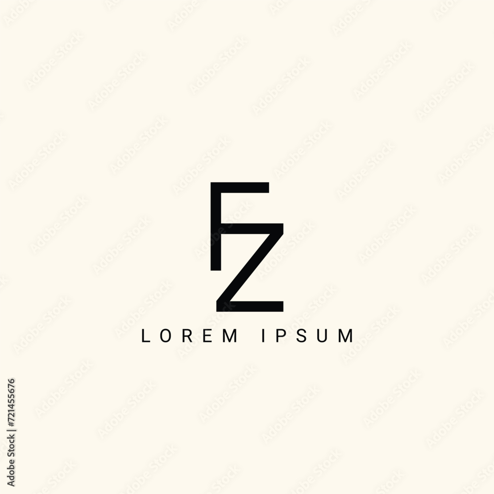 Alphabet FZ or ZF illustration monogram vector logo template