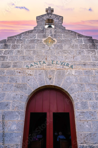 Colonial facade of Santa Elvira Catholic Church, Varadero, Cuba photo