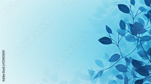 The background is made up of a pattern of blue leaves and there is space between the text. photo