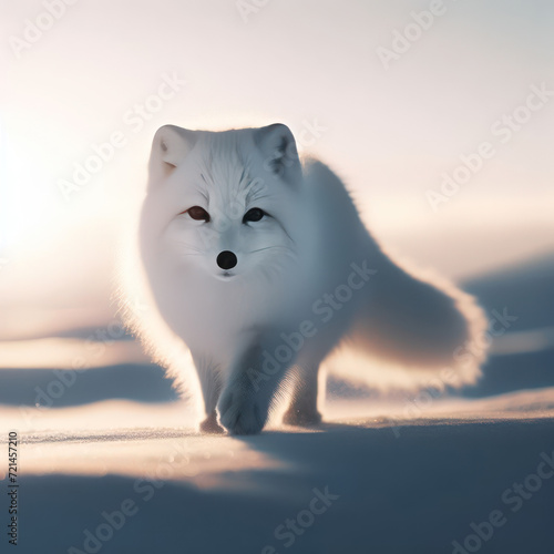 Arctic fox, Polar fox, White arctic fox (Vulpes Lagopus) Snow Fox, Zorro ártico, Zorro polar, Zorro de las nieves, Арктическая лиса, high quality portrait, isolated  background. © Erick F. Lopez Felix