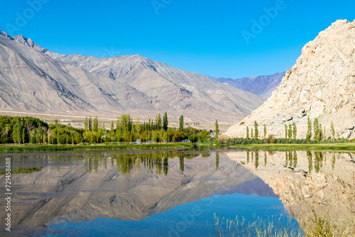countryside view of nubra valley in india photo