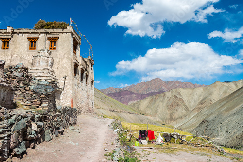 landscape of markha trekking in leh ladakh, india photo