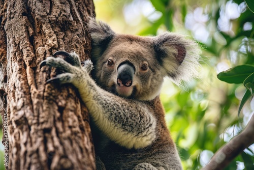 Low angle view of koala on tree 