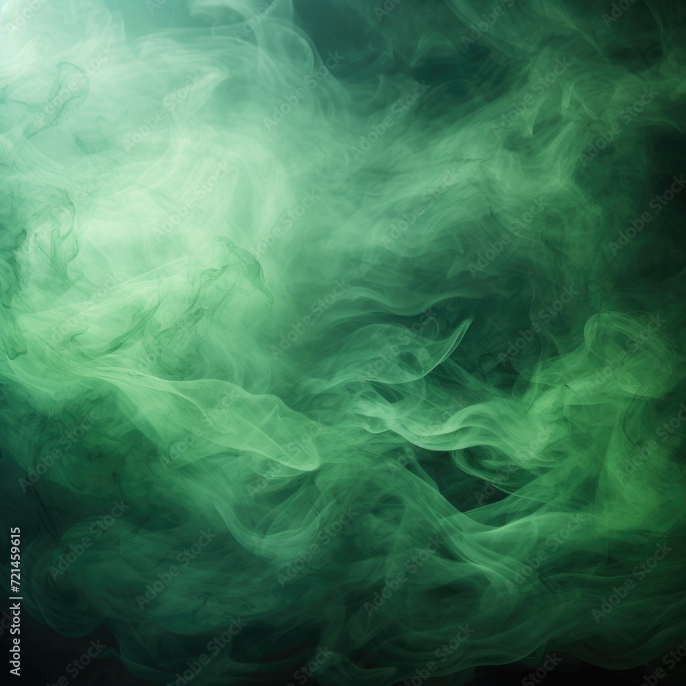 Green abstract background with smoke waves. Generative AI. Green abstract background with smoke waves. Generative AI.