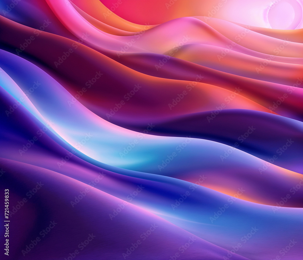Obraz premium blue and red waves,purple satin background,silk background,purple silk background,Generative Ai