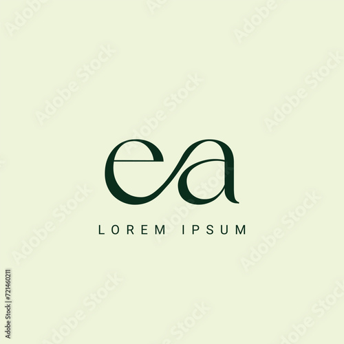 EA Letter Logo Design Vector Template. Alphabet Initial Letter EA Logo Design With Glossy Reflection Business Illustration