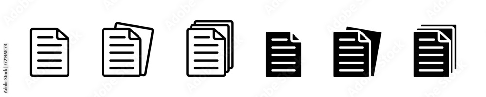 Document icon. Paper icon. Paper file. Page and sheet. Symbol set copy. Page in vector design flat style Document icon. Paper icon. Paper file. Page and sheet. Symbol set copy. Page in vector design flat style