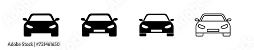 Isolated simple car icon collection. Symbol vehicle front view. Black auto front view. Modern set transport icon in vector design style.