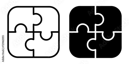 ofvs523 OutlineFilledVectorSign ofvs - puzzle vector icon . jigsaw puzzle with 4 pieces . isolated transparent . black outline and filled version . AI 10 / EPS 10 / PNG . g11866