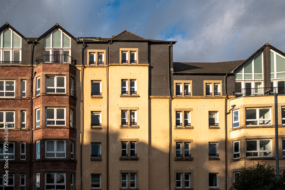 Obraz premium Residential buildings in Glasgow, Scotland, UK