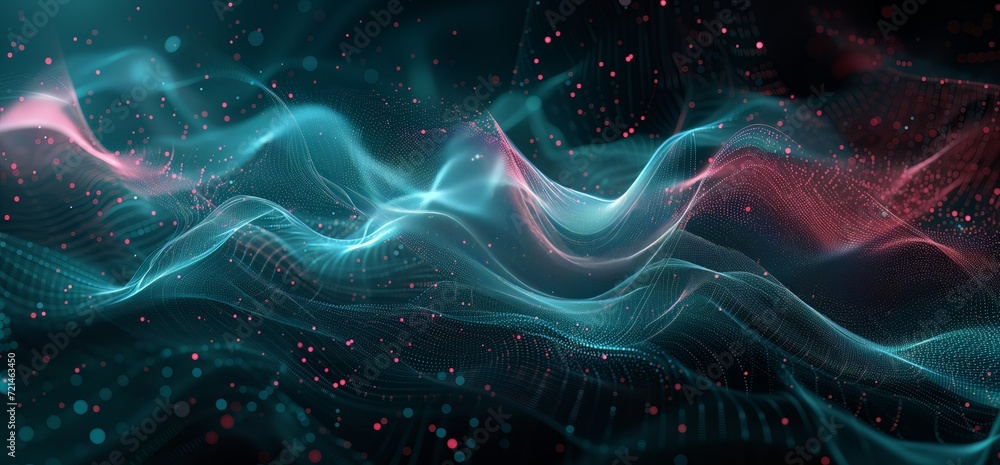 Abstract 3d wavy technology science connected with dots blue background Abstract 3d wavy technology science connected with dots blue background