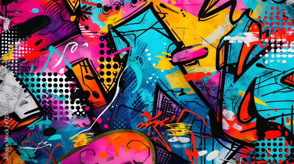 Obraz premium Backdrop of urban graffiti painting on a city wall