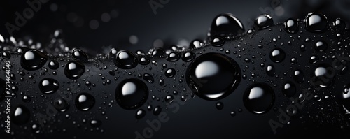 Black background with water drops. Generative AI.