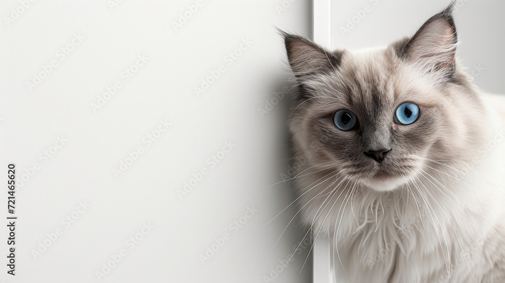 Ragdoll cat peeking around corner Ragdoll cat peeking around corner