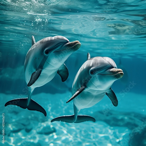 two dolphins in the pool
