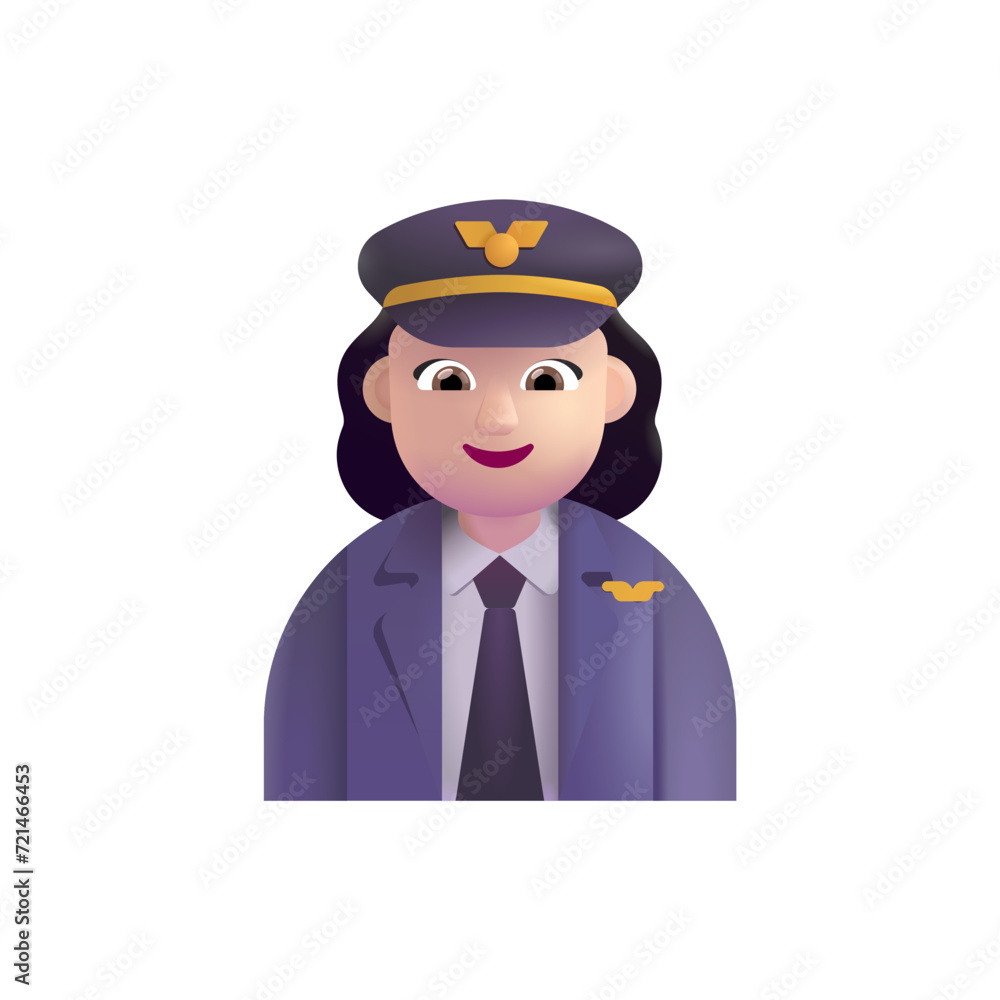 Woman Pilot: Light Skin Tone