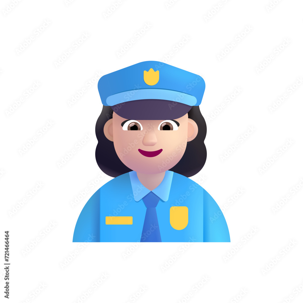 Woman Police Officer: Light Skin Tone Woman Police Officer: Light Skin Tone