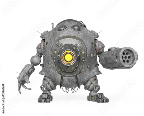 heavy metal mech ball is ready to the battle on white background