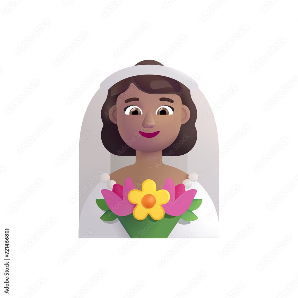 Woman with Veil: Medium Skin Tone Woman with Veil: Medium Skin Tone