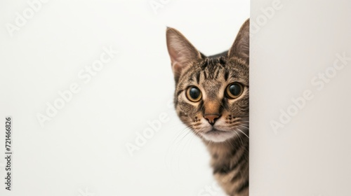 Savannah cat peeking around corner 2