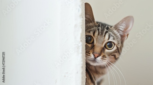 Savannah cat peeking around corner 4 © TheosArtTavern
