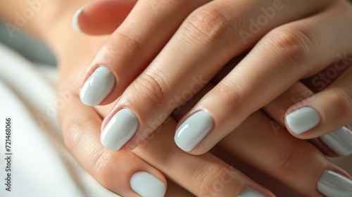 Perfect Manicure Elegant Hands; Softly Painted Nails Close-up; Gentle Hand Care and Beauty