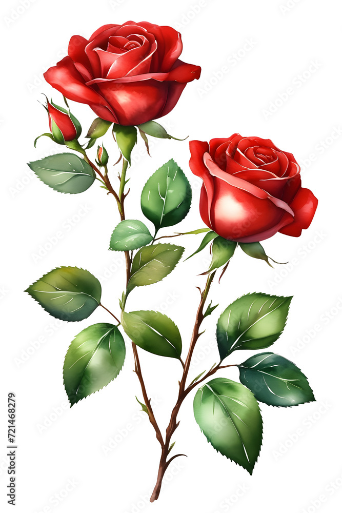 Obraz premium A simple gorgeous elegant red rose branch