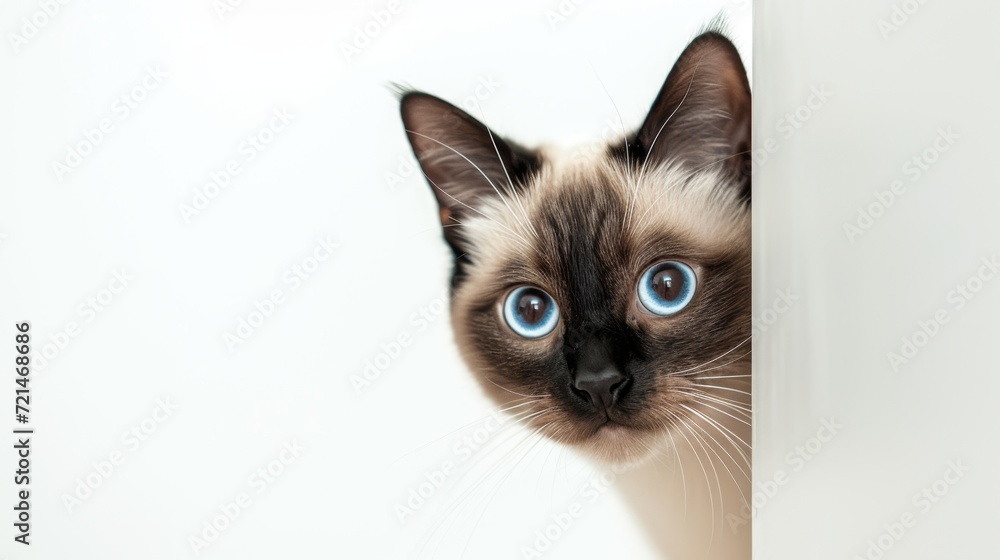 Siamese cat peeking around corner 5 Siamese cat peeking around corner 5