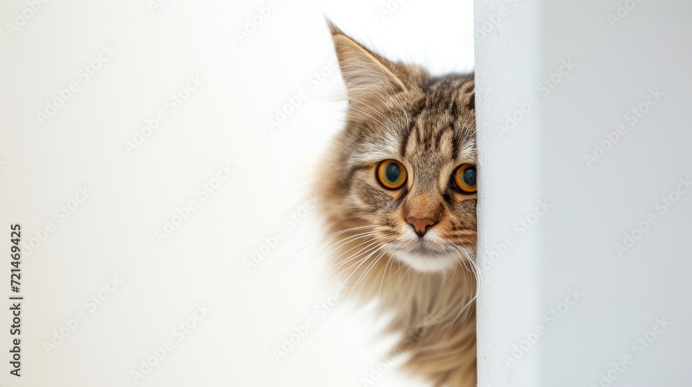 SIberian Cat peeking around corner 3 SIberian Cat peeking around corner 3