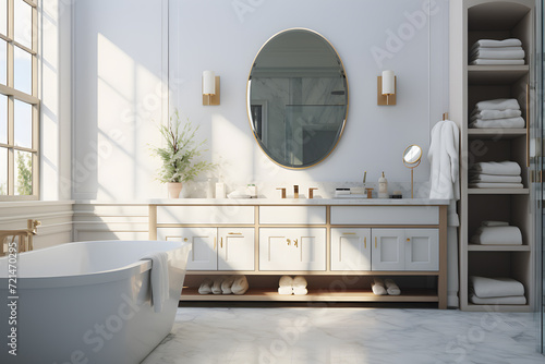 Luxury bathroom with a serene color palette 