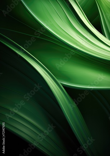 Green abstract background with smoke waves. Generative AI.