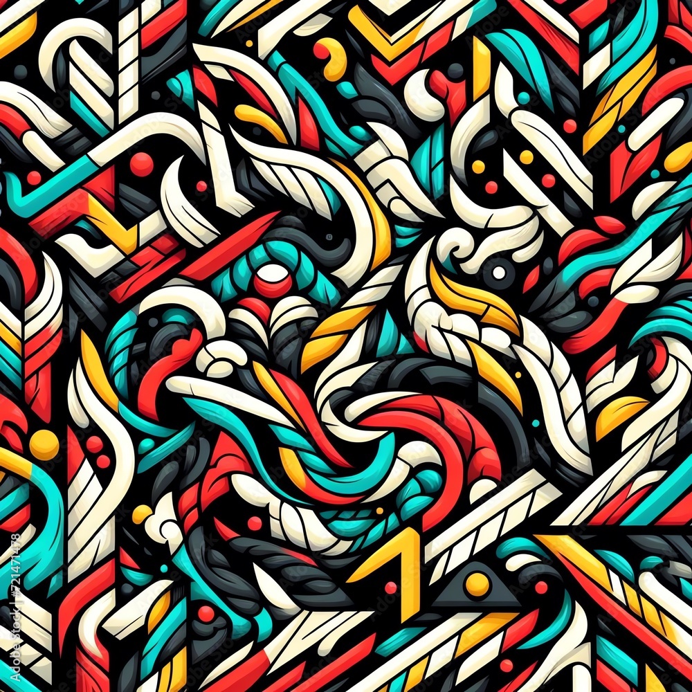 Vibrant Abstract Graffiti Artwork with Colorful Swirls