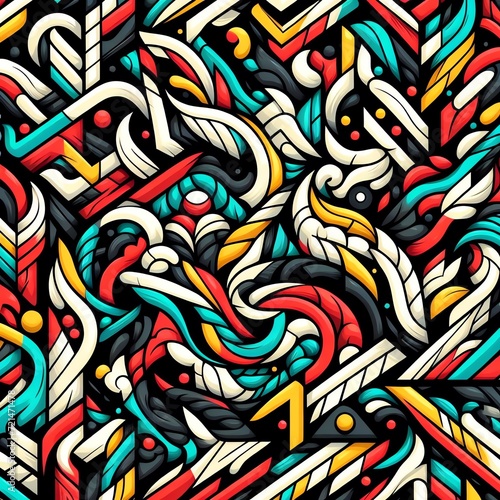 Vibrant Abstract Graffiti Artwork with Colorful Swirls
