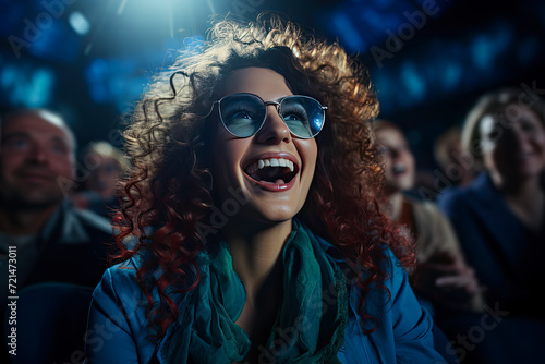 Joyful Spectator Reveling in a Cinematic Adventure Under the Dim Theater Lights