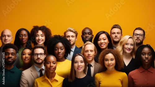 Group of diverse business people on Yellow Background UHD Wallpaper