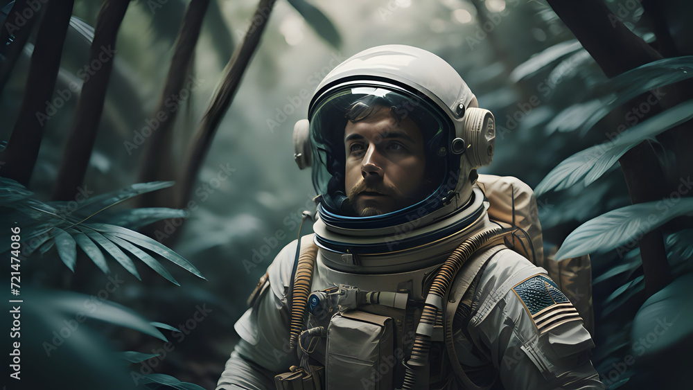 astronaut explores the forest astronaut explores the forest