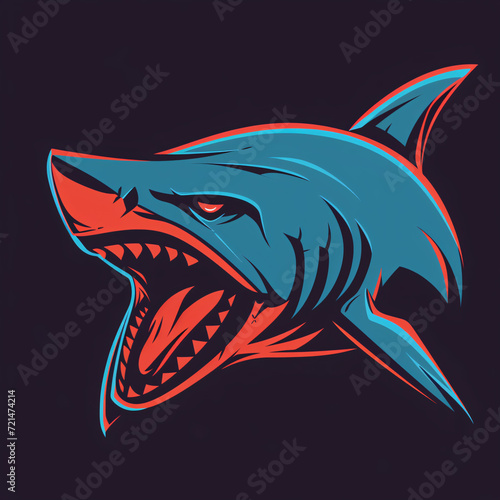 Vibrant Shark Illustration  A Detailed Artwork of a Fierce Shark  Perfect for Wall Art  Apparel Design  and Digital Media