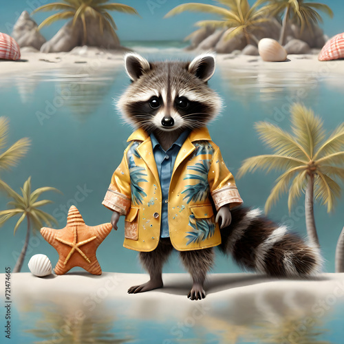 It is introducing the adorable and charming fluffy baby raccoon ultra-realistic full-body photo of a fashion! This incredible piece instantly captures the heart with its remarkable detail and lifelike photo