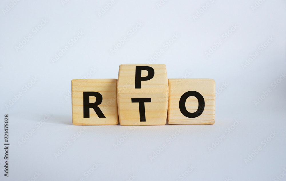 RPO vs RTO symbol. Wooden cubes with words RTO to RPO. Beautiful white background. business concept. Copy space RPO vs RTO symbol. Wooden cubes with words RTO to RPO. Beautiful white background. business concept. Copy space