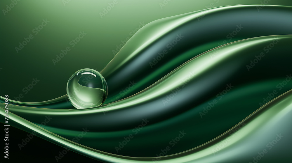 green abstract wavy line background with a drop of water green abstract wavy line background with a drop of water