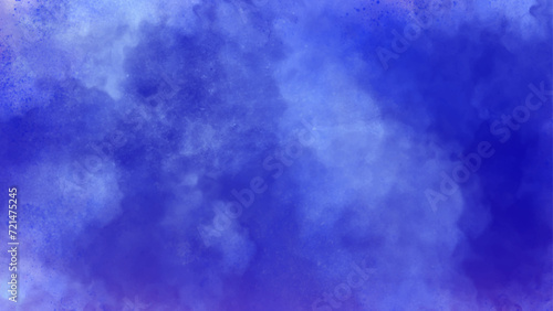 Abstract blue watercolor background painting. Dark blue painted texture.