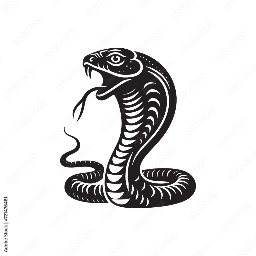 Fototapeta premium Elegant Menace: Cobra Animal Silhouette Series Blending Elegance with the Inherent Menace of the Serpent - Cobra Illustration - Cobra Vector 