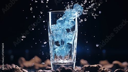 glass filled with cold water and an icecube UHD Wallpaper photo