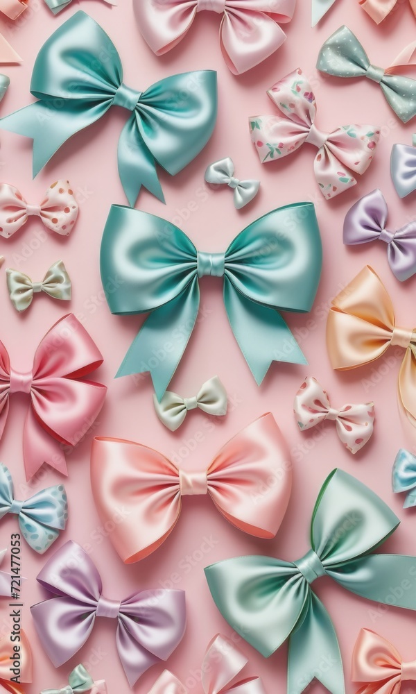 a stylized illustration featuring a series of satin ribbon bows arranged in an artistic composition. a stylized illustration featuring a series of satin ribbon bows arranged in an artistic composition.