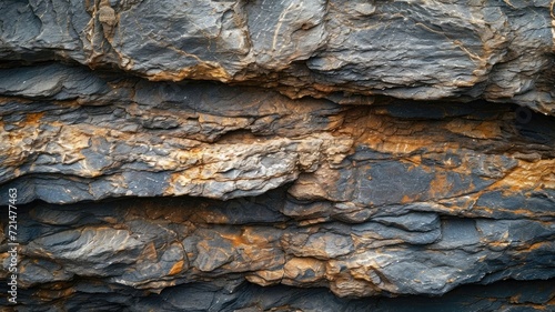 Close-up of layered rock formation showing intricate textures